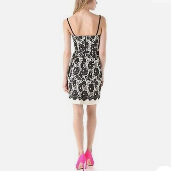 Milly of New York Genevieve Cream Black Lace Illusion Mini Slip Dress - 6 - Picture 2 of 16